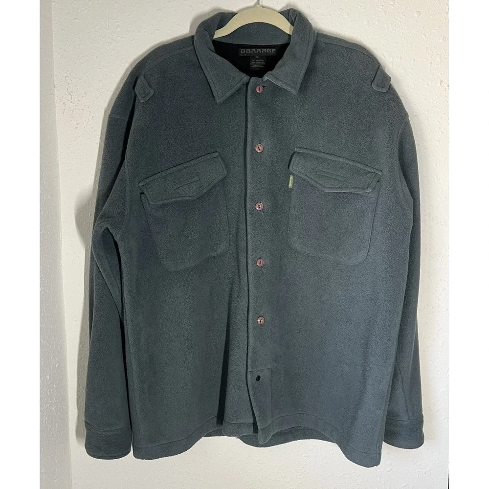 Barrage Authentic Shirt‎ Jacket Men XL Blue Heavy Fleece Philhobar Design